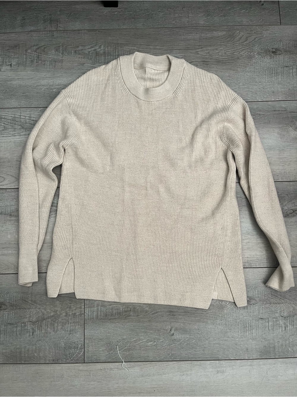 Lululemon Cream ribbed knit sweater with side slits